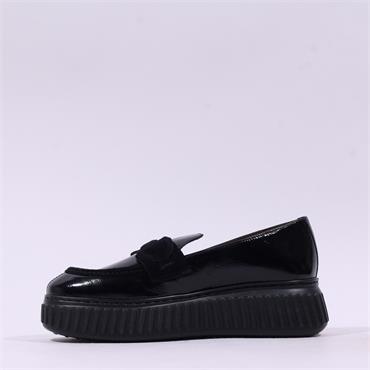 Wonders Xfly Chunky Loafer - Black Patent